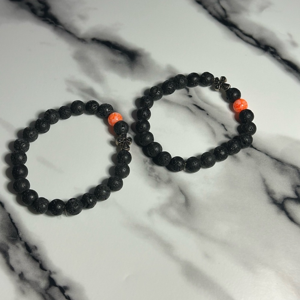 Black Lava Stone Bracelet Set | 8 mm Beads | Grounding & Energy